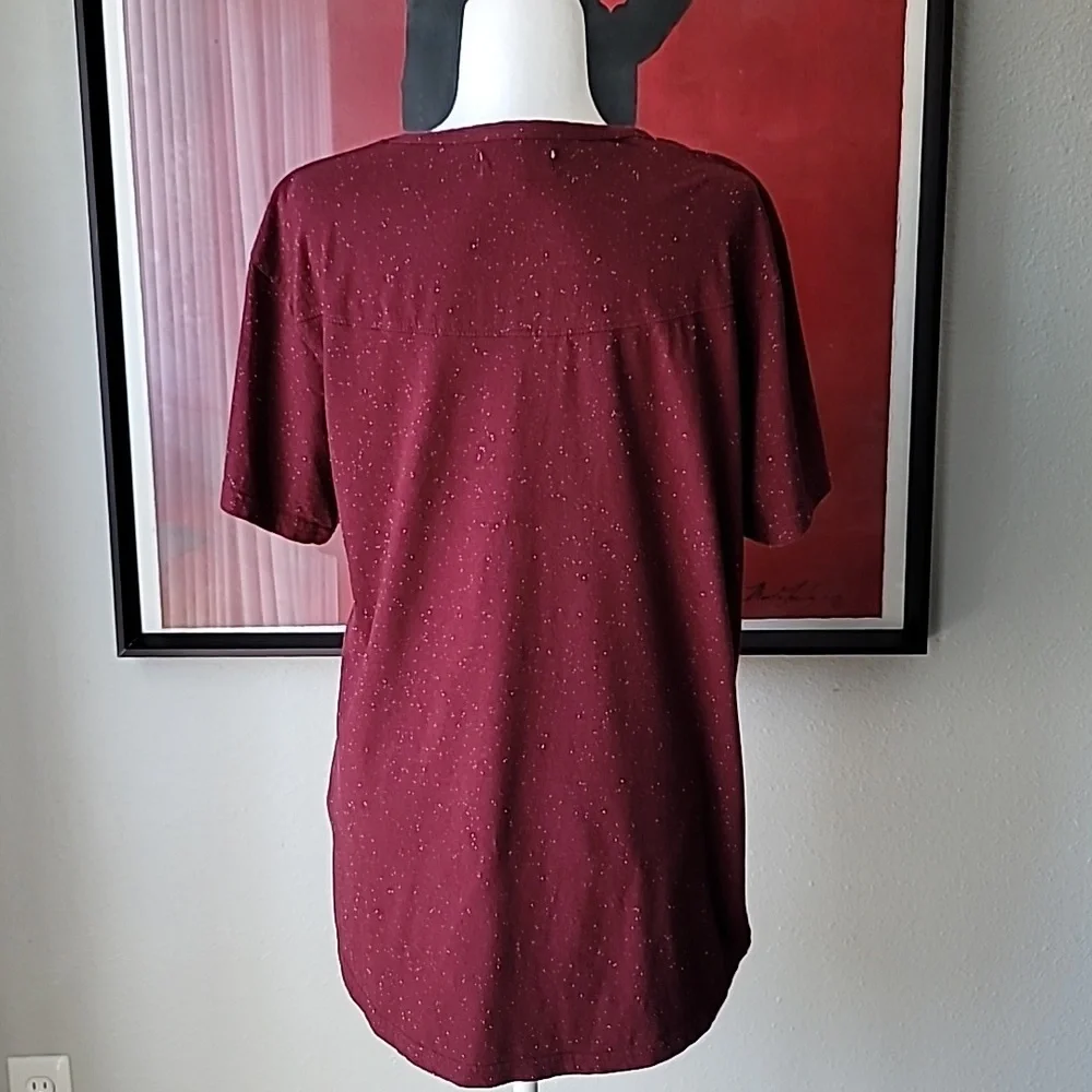 VSOP Men's Short Sleeve Shirt, Size Large, Color Burgundy Speckle